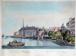 6 अक्टूबर, 1794, 1798 को फ्रांसीसी बमबारी से पहले डसेलडोर्फ का दृश्य। द्वारा जॉन ज़िगलर