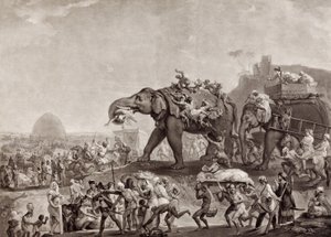 हैदरबेक से कलकत्ता तक दूतावास, औड के विज़ियर से, पटना के रास्ते, 1788 में, लॉर्ड कॉर्नवालिस से मिलने के लिए, पब .1800 (मेजोटिन्ट) द्वारा जोहान जोसेफ ज़ॉफ़नी