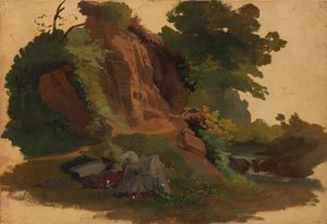 रोमन कैंपगना में एक स्ट्रीम द्वारा रॉकी आउटक्रॉप, सीए। 1835-40। द्वारा जोहान्स जैकब फ्रे