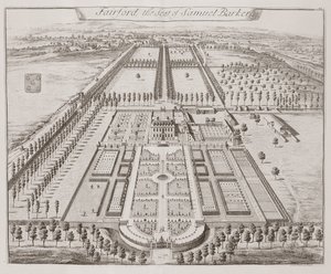 फेयरफ़ोर्ड हाउस, थॉमस कडेसलेड (1718-50) द्वारा, केंट काउंटी में &39;थर्टी सिक्स डिफरेंट व्यू ऑफ़ नोबलमेन एंड जेंटलमेन सीट्स&39; से सैमुअल बार्कर की सीट।