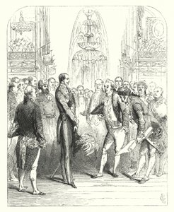 1851 की महान प्रदर्शनी में प्रिंस अल्बर्ट और रॉयल कमिश्नर, क्रिस्टल पैलेस, हाइड पार्क, लंदन (उत्कीर्णन)