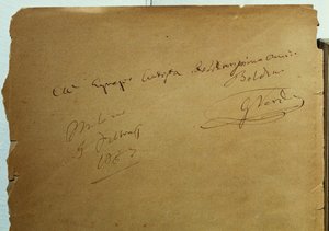 Giuseppe Verdi (1813-1901) द्वारा Giovanni Boldini (1842-1931) को ऑटोग्राफ किया गया समर्पण द्वारा वाल्टर चार्ल्स मिल्स