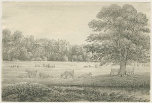 हैगली हॉल: पेन एंड वॉश ड्राइंग, 4 मई 1814 द्वारा जॉन ऑलपोर्ट