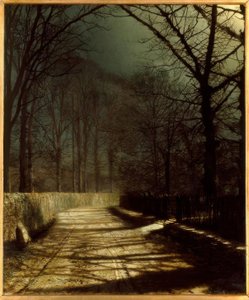 JAGrimshaw, एक गेट - जेम द्वारा दो प्रेमियों के साथ Moonlit लेन। द्वारा जॉन एटकिन्सन ग्रिम्शॉ