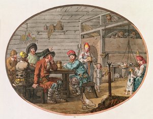 रूसी किसान हट, 1798 (हाथ से रंग की नक़्क़ाशी)