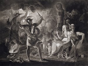 मैकबेथ, एक्ट IV में तीन चुड़ैलों और Hecate, विलियम शेक्सपियर (1564-1616) द्वारा &39;मैकबेथ&39; का दृश्य I 1805 प्रकाशित