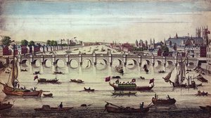 वेस्टमिंस्टर ब्रिज, पश्चिम की ओर, जे। बोल्स द्वारा प्रकाशित, 1747