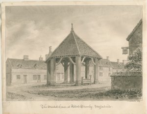 एबॉट्स ब्रोमली - मार्केट हाउस और स्टॉक्स: सीपिया ड्राइंग, 1839 द्वारा जॉन बकलर
