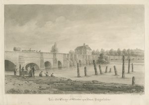 बर्टन-ऑन-ट्रेंट ब्रिज एंड टाउन: सीपिया ड्राइंग, 1839 द्वारा जॉन बकलर