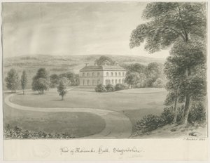 चेडलटन - एशकोम्ब हॉल: सीपिया ड्राइंग, 1844 द्वारा जॉन बकलर