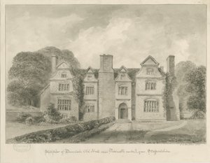 डिम्सडेल ओल्ड हॉल: सीपिया ड्राइंग, 1841 द्वारा जॉन बकलर