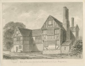 डिम्सडेल ओल्ड हॉल: सीपिया ड्राइंग, 1841 द्वारा जॉन बकलर