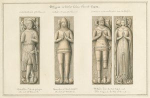 एसेक्स - अर्लस कोलन चर्च - एफीजीज: सीपिया ड्राइंग, 1824 द्वारा जॉन बकलर
