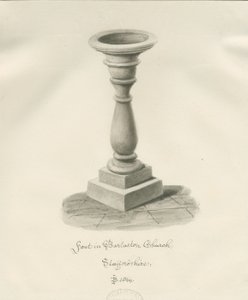 Barlaston Church में फ़ॉन्ट: सेपिया वॉश ड्राइंग, 1844 द्वारा जॉन बकलर