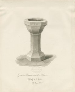 हैमरविच चर्च में फ़ॉन्ट: सीपिया ड्राइंग, जून 1843 (ड्राइंग) द्वारा जॉन बकलर