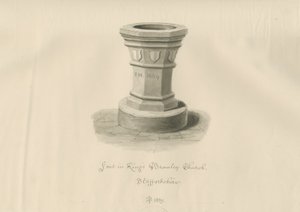 किंग्स ब्रोमली चर्च में फ़ॉन्ट: सीपिया ड्राइंग, 1839 द्वारा जॉन बकलर