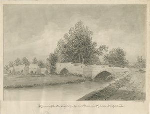 हैंडसेक्रे - पुराना हाई ब्रिज: सीपिया ड्राइंग, 1839 द्वारा जॉन बकलर