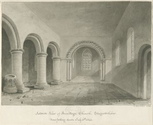 इंटीरियर ऑफ आर्मिटेज चर्च: सीपिया ड्राइंग, 6 जुलाई 1844 द्वारा जॉन बकलर