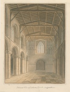 Tutbury Priory चर्च का इंटीरियर: पानी के रंग पेंटिंग द्वारा जॉन बकलर