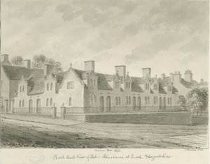 लीक टाउन - "ऐश" एम्सहाउस ": सीपिया ड्राइंग, 1844 द्वारा जॉन बकलर