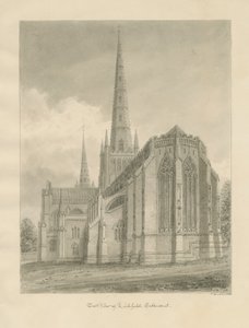 लिचफील्ड कैथेड्रल - ईस्ट व्यू: सीपिया ड्राइंग, 1838 द्वारा जॉन बकलर