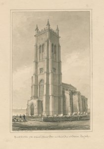 नोरफ़ोक - क्रॉमर - सेंट पीटर और सेंट पॉल चर्च: सीपिया ड्राइंग, 1847 द्वारा जॉन बकलर