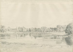 पटशूल हाउस - पार्क और पूल: पेंसिल ड्राइंग, 25 अगस्त 1820 द्वारा जॉन बकलर