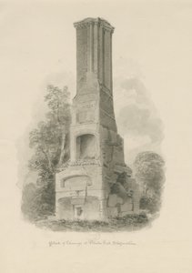 पिल्टन हॉल - किचन चिमनी: सीपिया ड्राइंग (विग्नेंट), एनडी [1841] (ड्राइंग) द्वारा जॉन बकलर