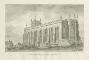 राउली रेजिस चर्च: सीपिया ड्राइंग, 1847 द्वारा जॉन बकलर