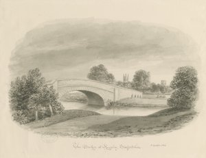 रूगेले टाउन - ब्रिज: सीपिया ड्राइंग, 1842 द्वारा जॉन बकलर