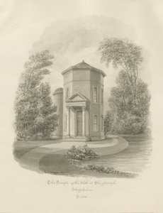 शुगबरो - टेम्पल ऑफ़ द विंड्स: सीपिया ड्राइंग, 1843 द्वारा जॉन बकलर
