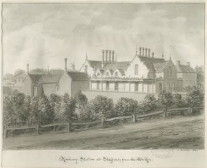 स्टैफोर्ड - रेलवे स्टेशन: सीपिया ड्राइंग, 1844 द्वारा जॉन बकलर