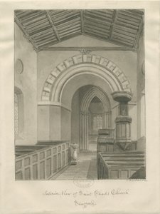 स्टैफोर्ड - सेंट चाड चर्च: सेपिया ड्राइंग, 1844 द्वारा जॉन बकलर