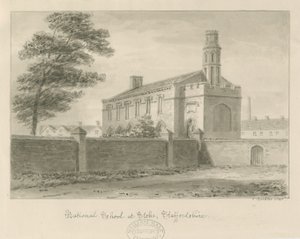 स्टोक-ऑन-ट्रेंट - नेशनल स्कूल: सीपिया ड्राइंग, 1840 द्वारा जॉन बकलर