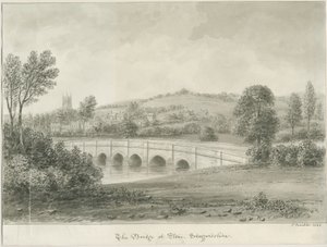 पत्थर - ट्रेंट नदी पर पुल: सीपिया वॉश ड्राइंग, 1844