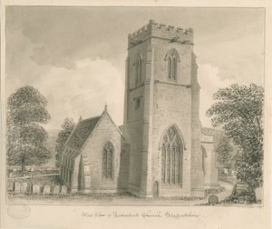 टेटनहॉल चर्च: सीपिया वॉश ड्राइंग, 1837 द्वारा जॉन बकलर