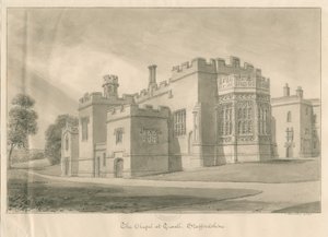टिक्सल - टिक्सल हॉल में चैपल: सीपिया वॉश ड्राइंग, 1841 द्वारा जॉन बकलर