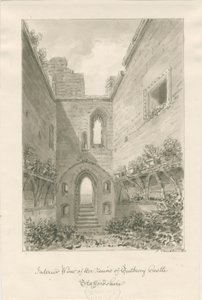 टुटबरी कैसल - खंडहर का आंतरिक भाग: सेपिया वॉश ड्राइंग द्वारा जॉन बकलर