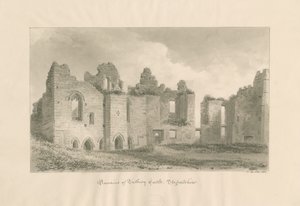 टटबरी कैसल - इनर कोर्टयार्ड से बने: सीपिया वॉश ड्राइंग, 1812 द्वारा जॉन बकलर