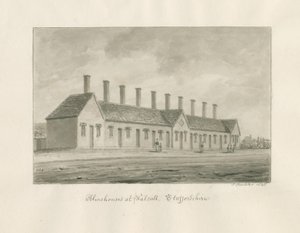 Walsall - Almshouses: सेपिया वॉश ड्रॉइंग द्वारा जॉन बकलर