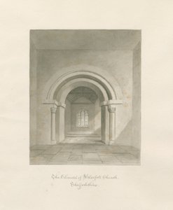 वाटरफॉल चर्च - इंटीरियर ऑफ़ चैनसेल: सीपिया ड्राइंग, 1847 द्वारा जॉन बकलर