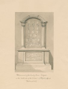Westmorland - Appleby Church - स्मारक से लेडी ऐनी क्लिफोर्ड: सीपिया ड्राइंग, 1800 द्वारा जॉन बकलर
