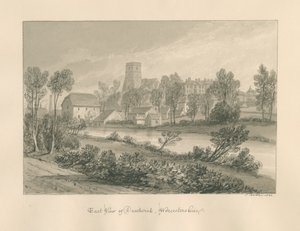 वॉस्टरशायर - द्रोइटविच - ईस्ट व्यू ऑफ़ टाउन: सीपिया ड्राइंग, 1833