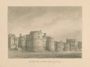 यॉर्कशायर - स्किपटन कैसल: सीपिया ड्राइंग, 1818 द्वारा जॉन बकलर