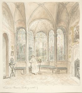 ली कैसल, वोरस्टरशायर, बोवर में देखें, उत्तर की ओर देख रहे हैं, सीए। 1816. द्वारा जॉन कार्टर।