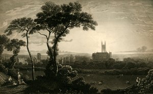 कैंटरबरी शहर का पूर्वी दृश्य, c1837। द्वारा जॉन चार्ल्स वर्राल