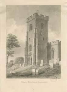 एल्टन चर्च - टॉवर: सीपिया ड्राइंग, 1841 द्वारा जॉन चेसेल बकलर