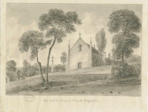 Cresswell - Draycott-in-the-Moors कैथोलिक चैपल: सीपिया ड्राइंग, 1841 द्वारा जॉन चेसेल बकलर