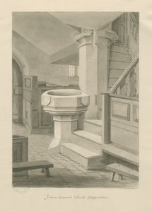 कैनकॉक चर्च में फ़ॉन्ट: सीपिया ड्राइंग, 1841