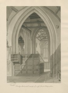 इंटीरियर ऑफ़ लेघ चर्च: सीपिया ड्राइंग, 1841 द्वारा जॉन चेसेल बकलर